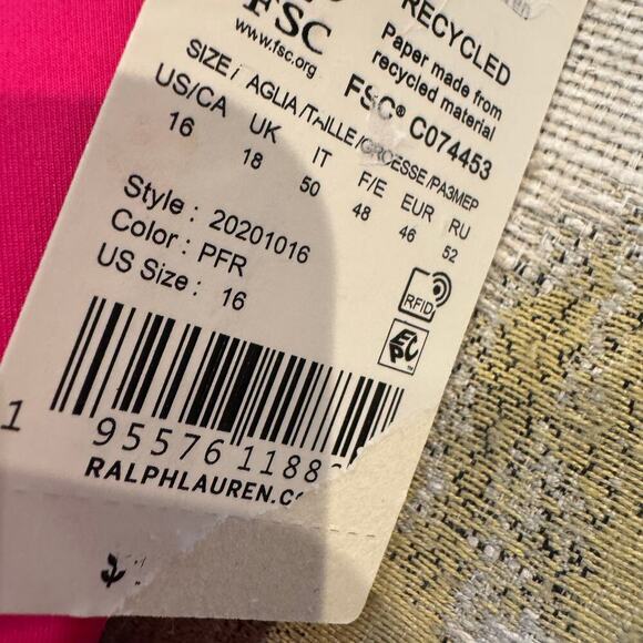 Lauren by Ralph Lauren Ring Swimsuit One Piece Orchid Pink Size 16 NWT - Picture 12 of 13